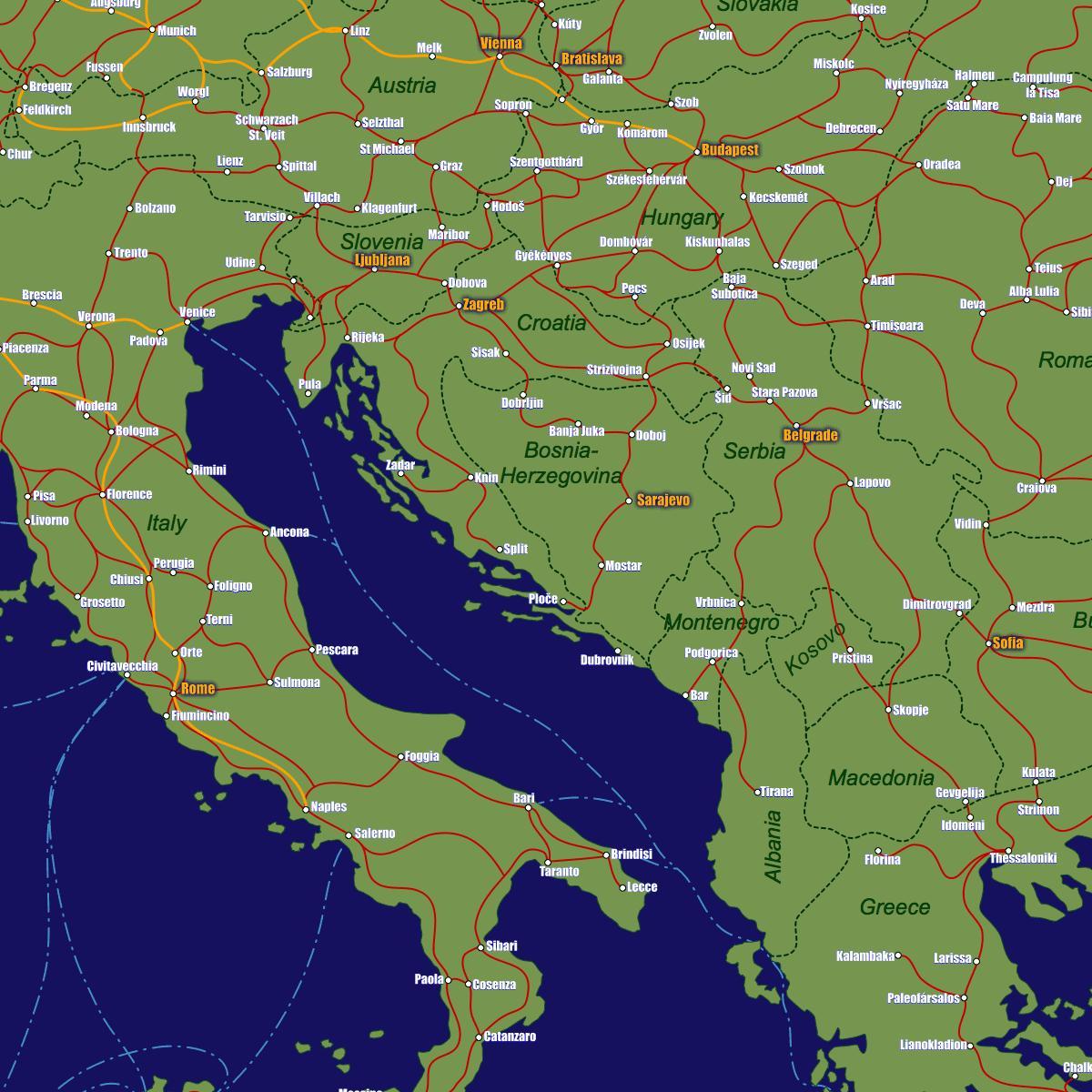 Βοσνία σιδηροδρομικό χάρτη