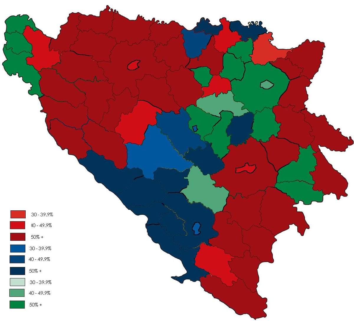 Βοσνία θρησκεία χάρτης