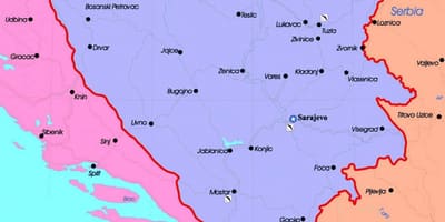 Βοσνία και Ερζεγοβίνη πολιτικό χάρτη